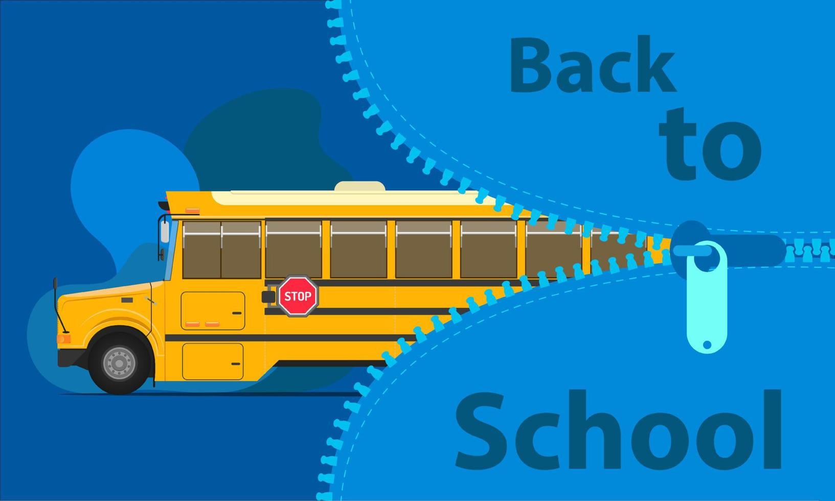 the school bus is running out of the school bag. vector illustration eps10