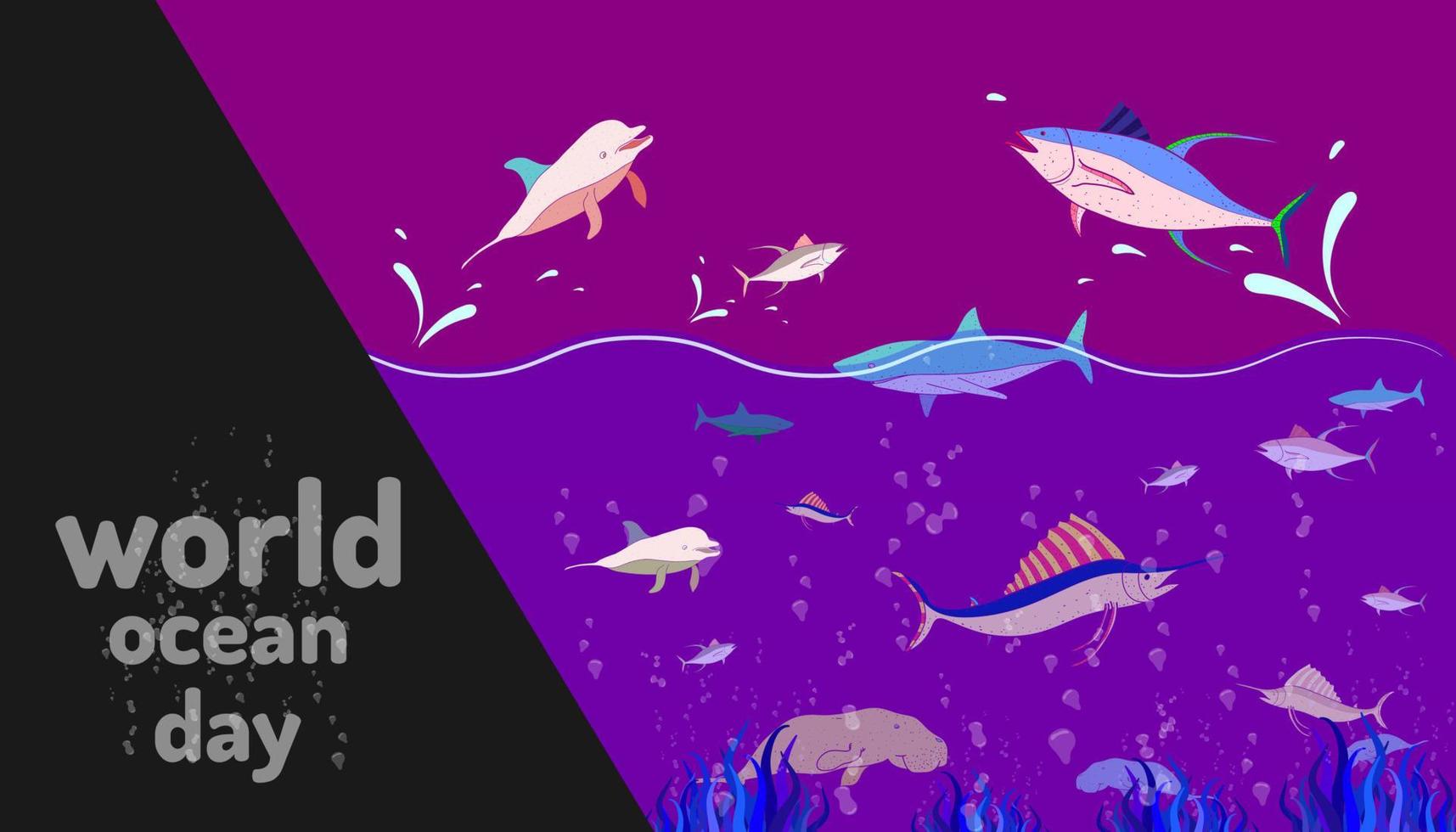 ocean animal. world ocean day. colorful design style. vector illustration eps10