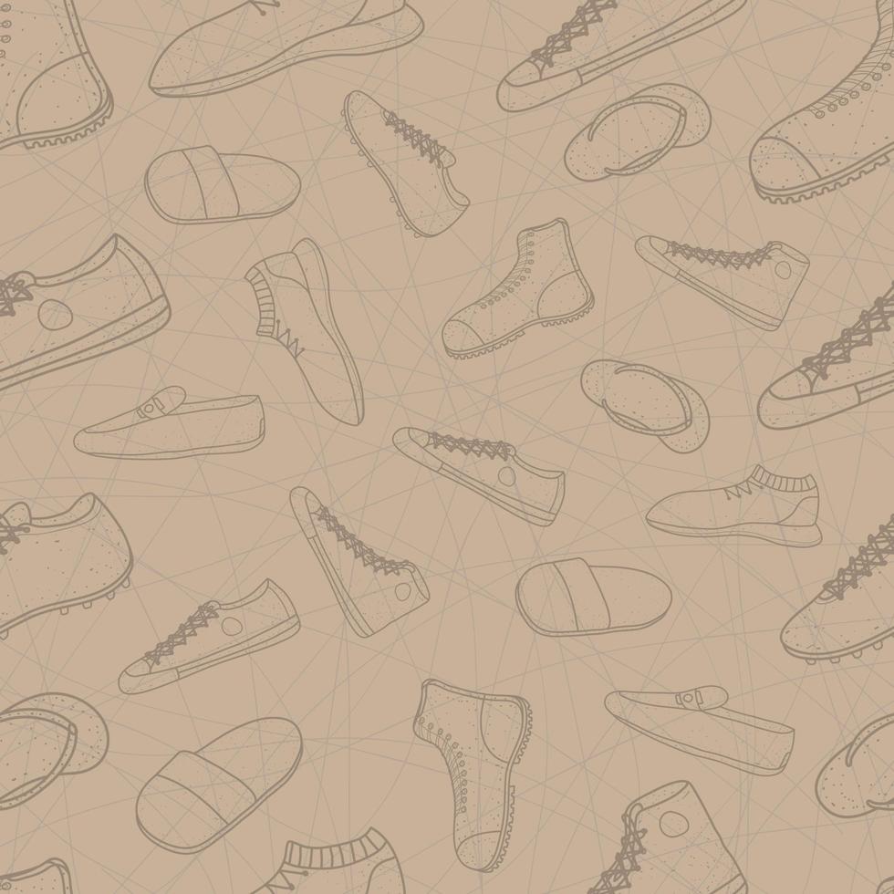 pattern seamless set of men shoes. doodle drawing design style. vector illustration eps10