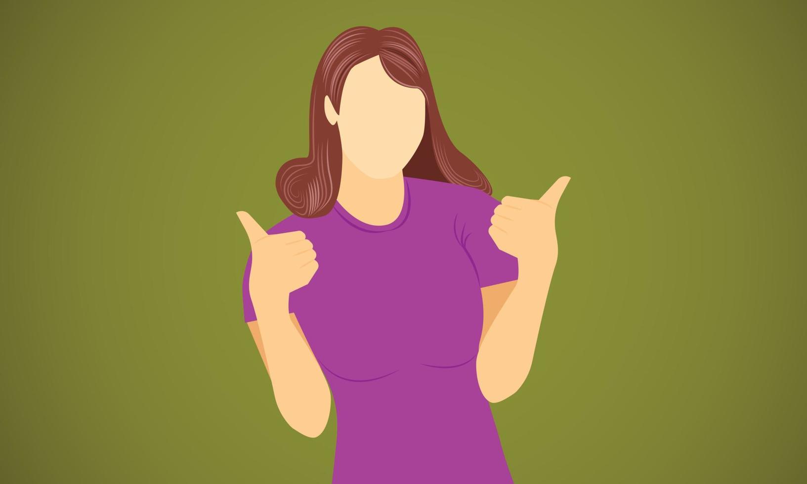 Mujer muestra la mano como para felicitaciones complacido feliz alegre ilustración vectorial EPS10 vector