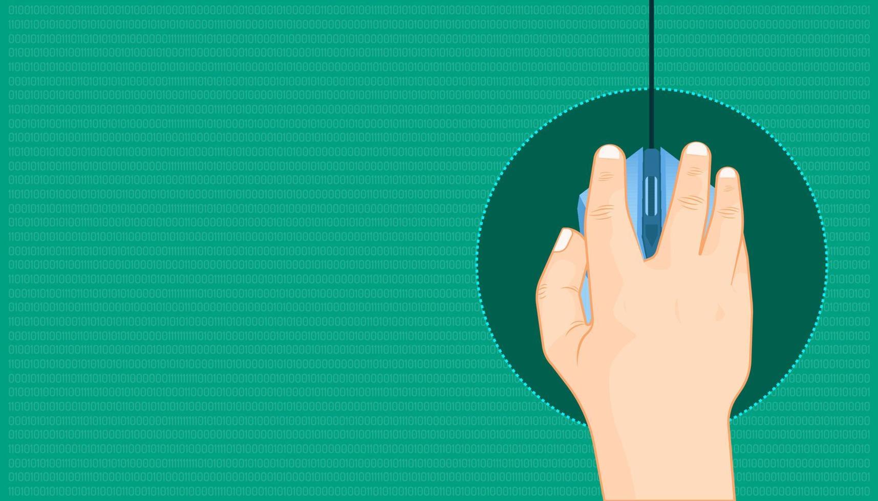 hand clicking a blue mouse for work. vector illustration eps10