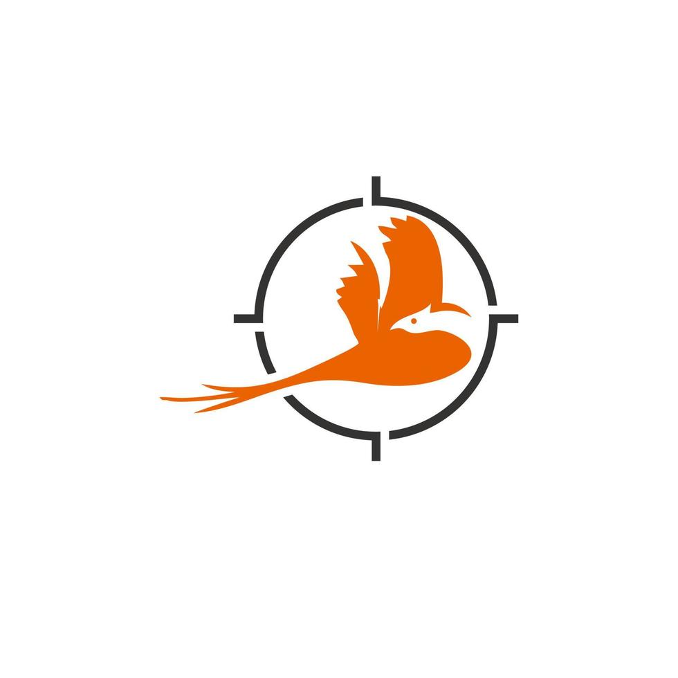 Animal logo simple fun orange peacock bird hunter vector