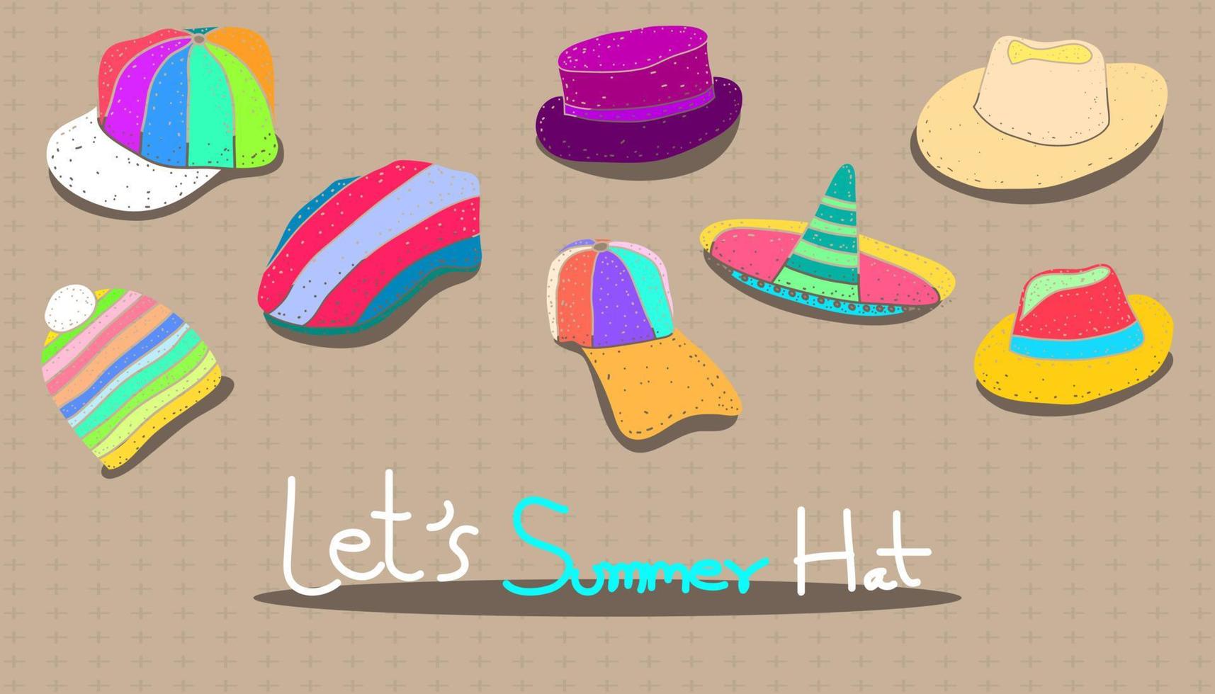 set of different types of hats. Vector illustration eps10