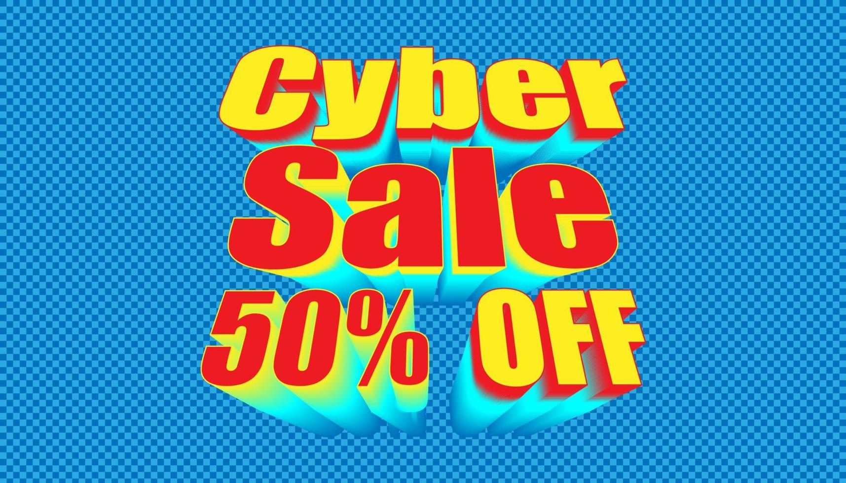 retro cyber sale 50percent off. plaid blue color background style. vector illustration eps10