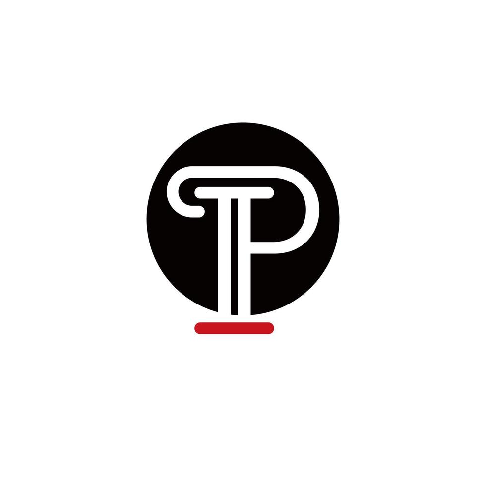 monograma negro de círculo divertido del diseño del logotipo del pilar del icono de la letra p vector