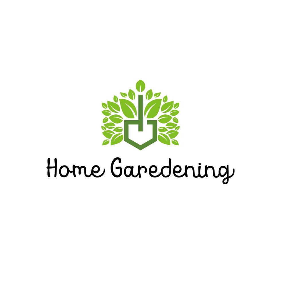 diseño de logotipo de empresa jardinería hoja verde casa forma ilustración vector