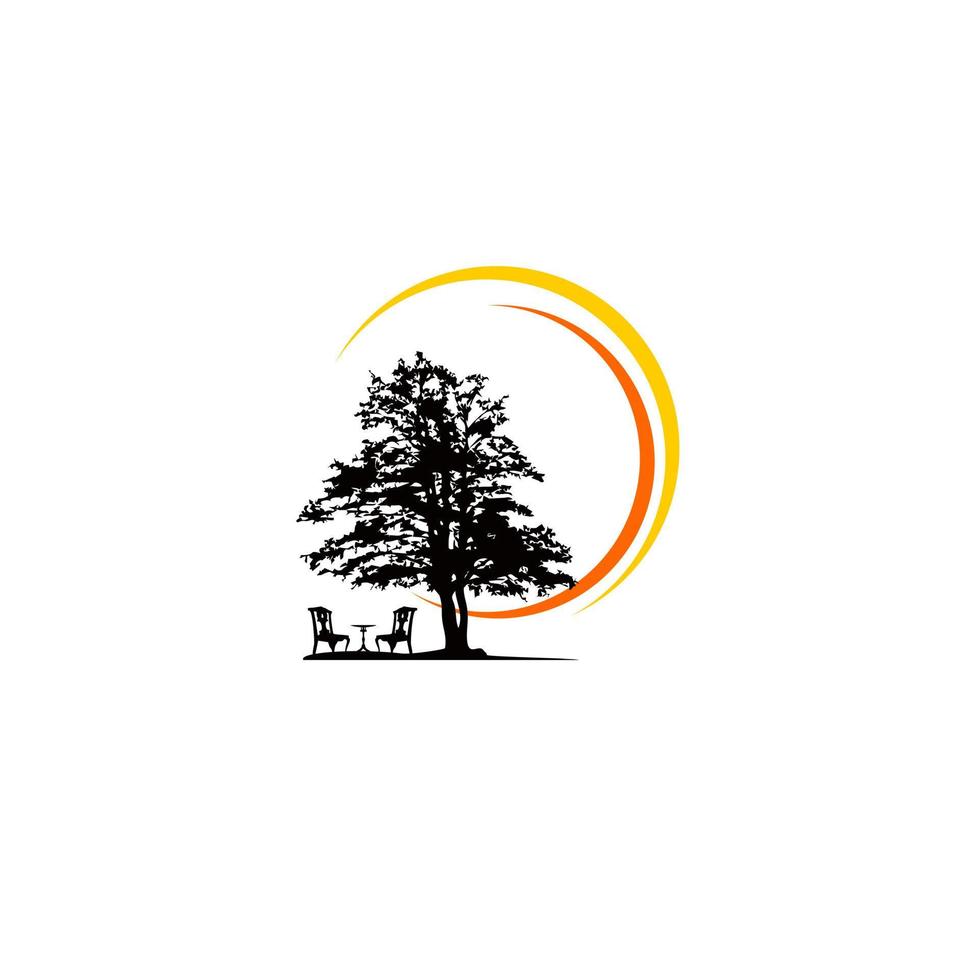 oak tree logo organic vector black flat color illustration