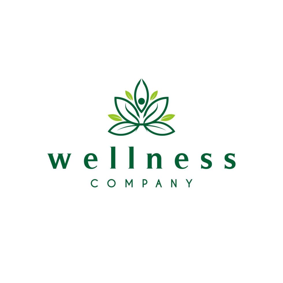 Health and medical logo design with simple green design idea of wellness vector