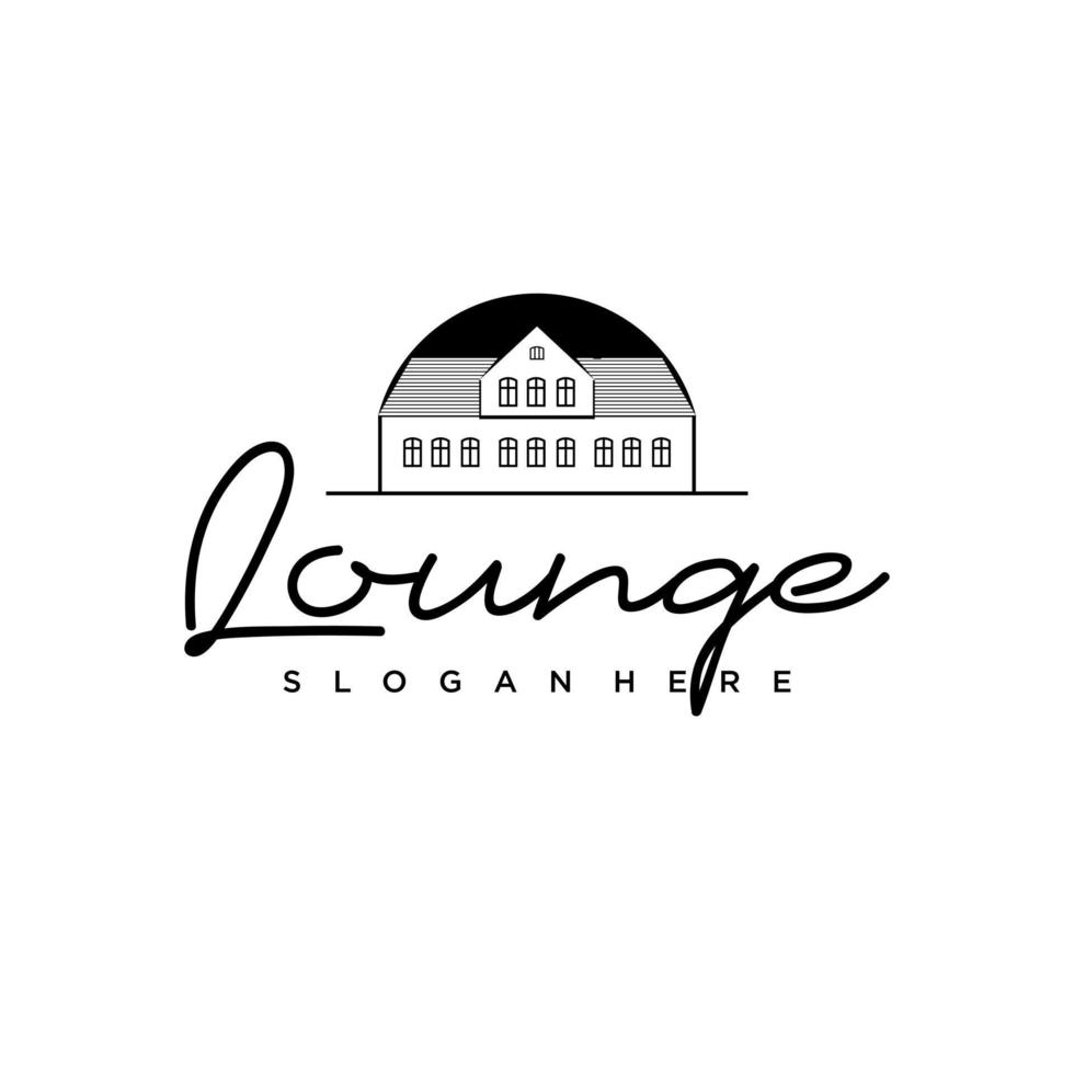 lounge logo vintage villa negra diseño retro de viajes y turismo vector