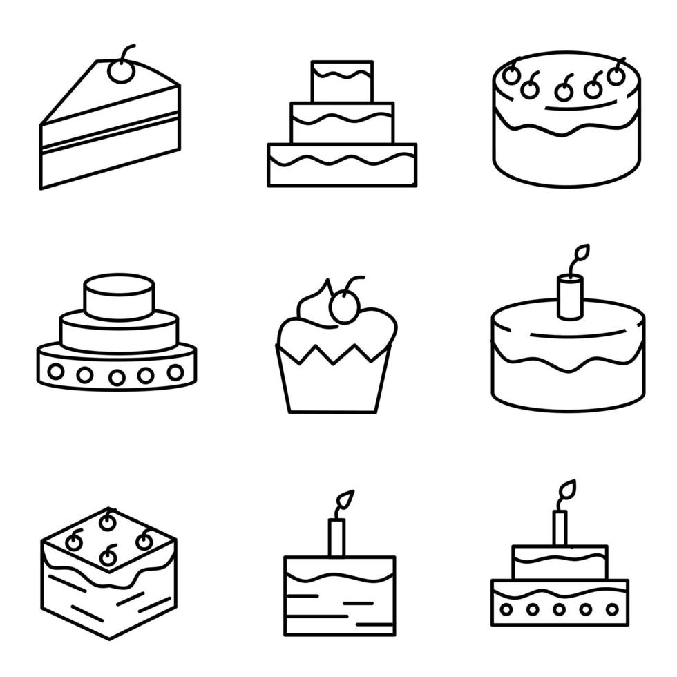 Cake icon set vector