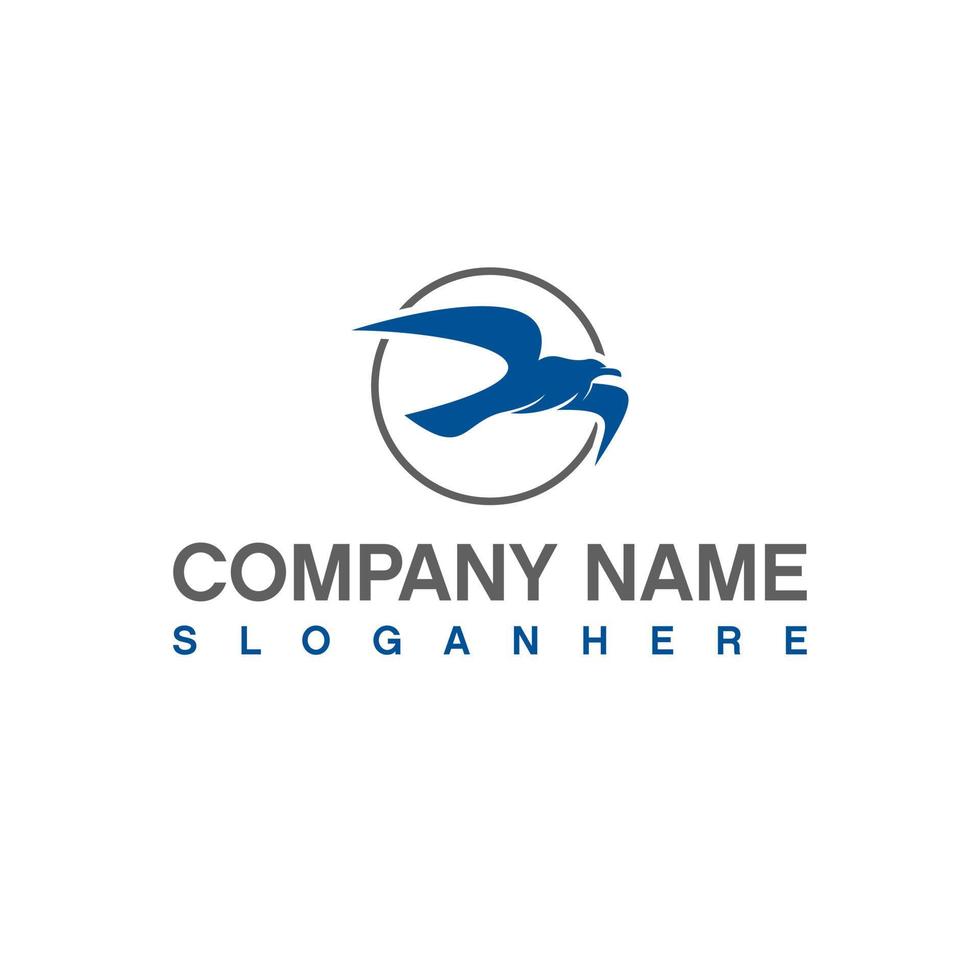 Animal logo design flying seagull bird in circle frame vector