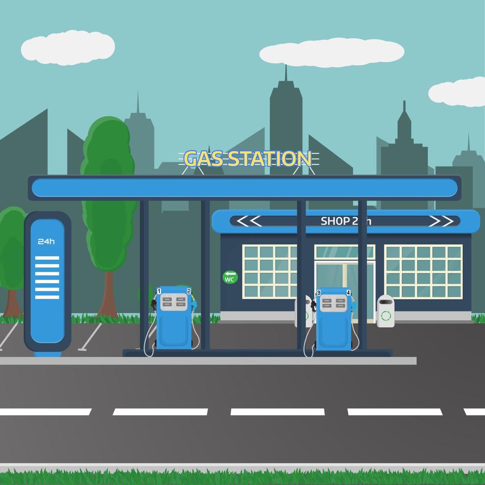 concepto de gasolinera de gasolina en estilo de diseño plano vector