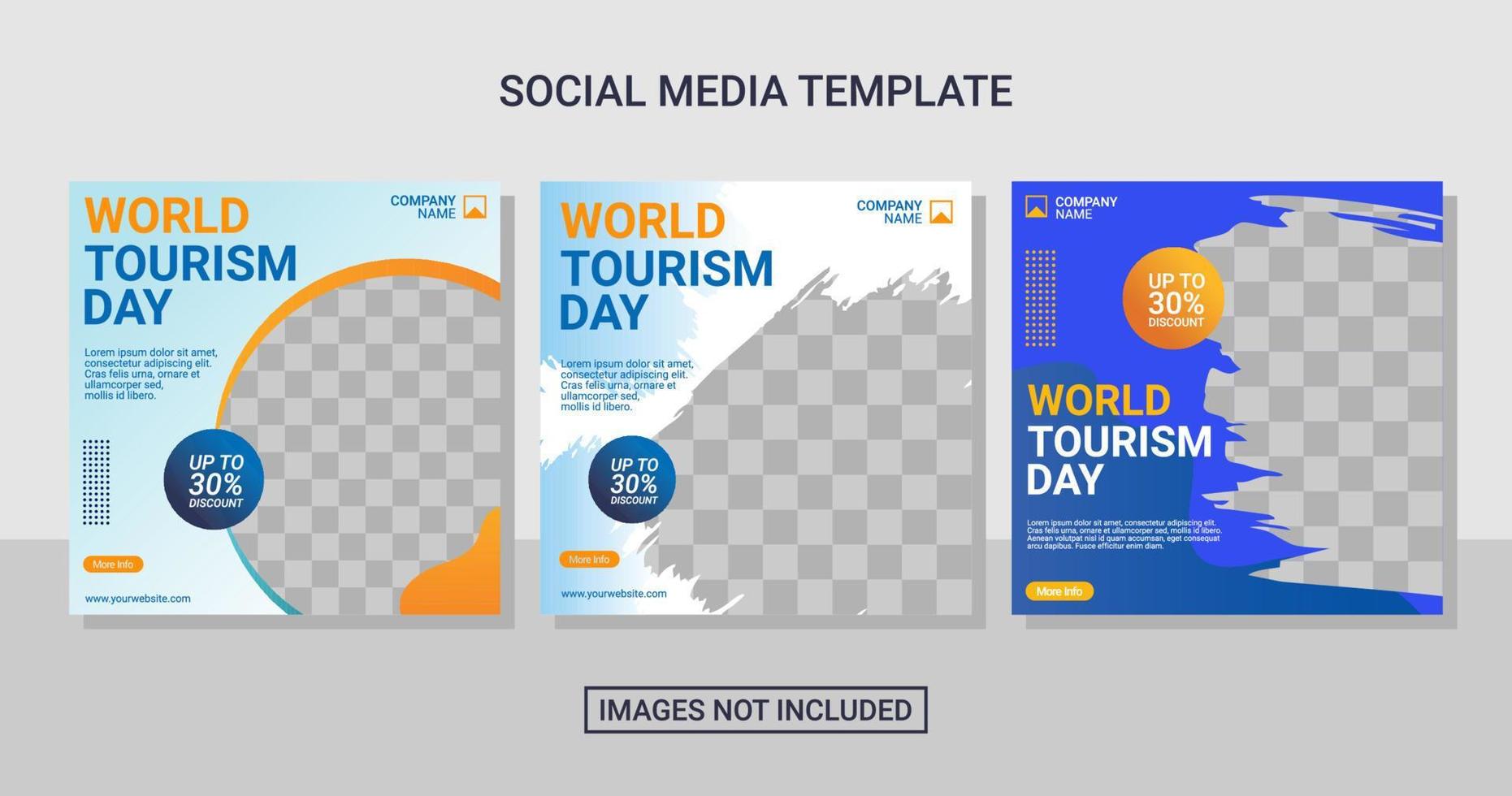 Travel social media post set template vector