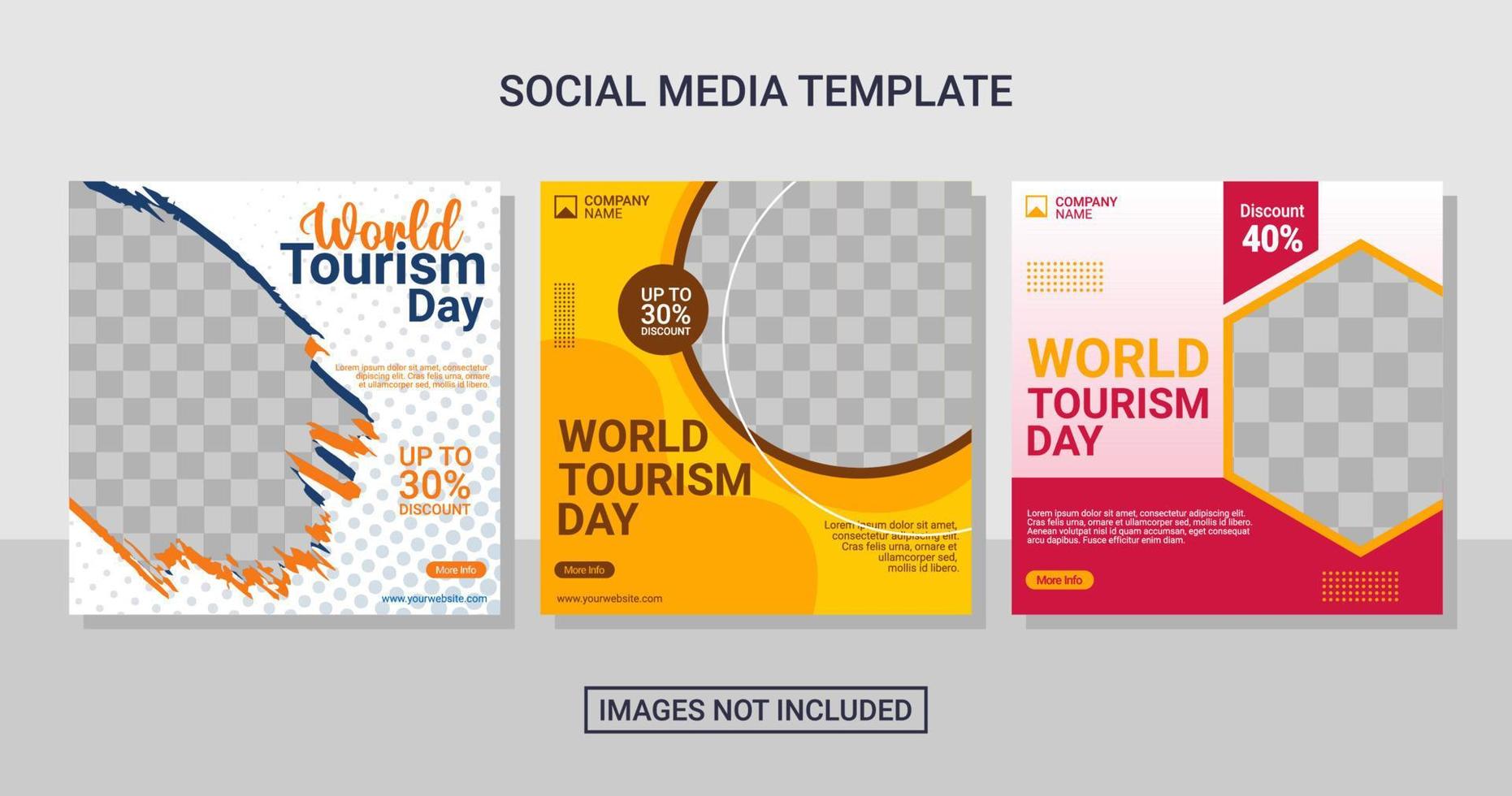 Travel social media post set template vector