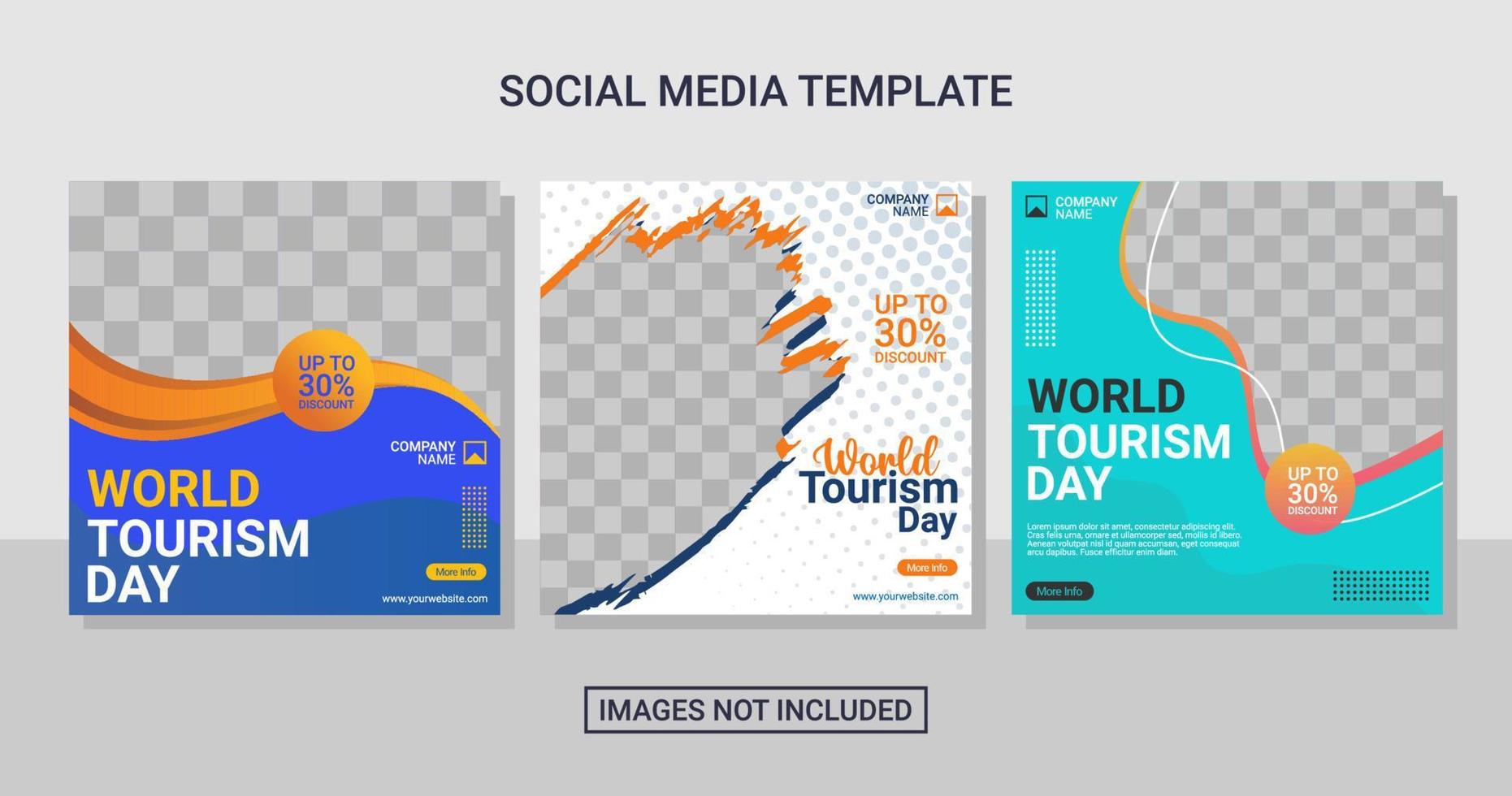 Travel social media post set template vector