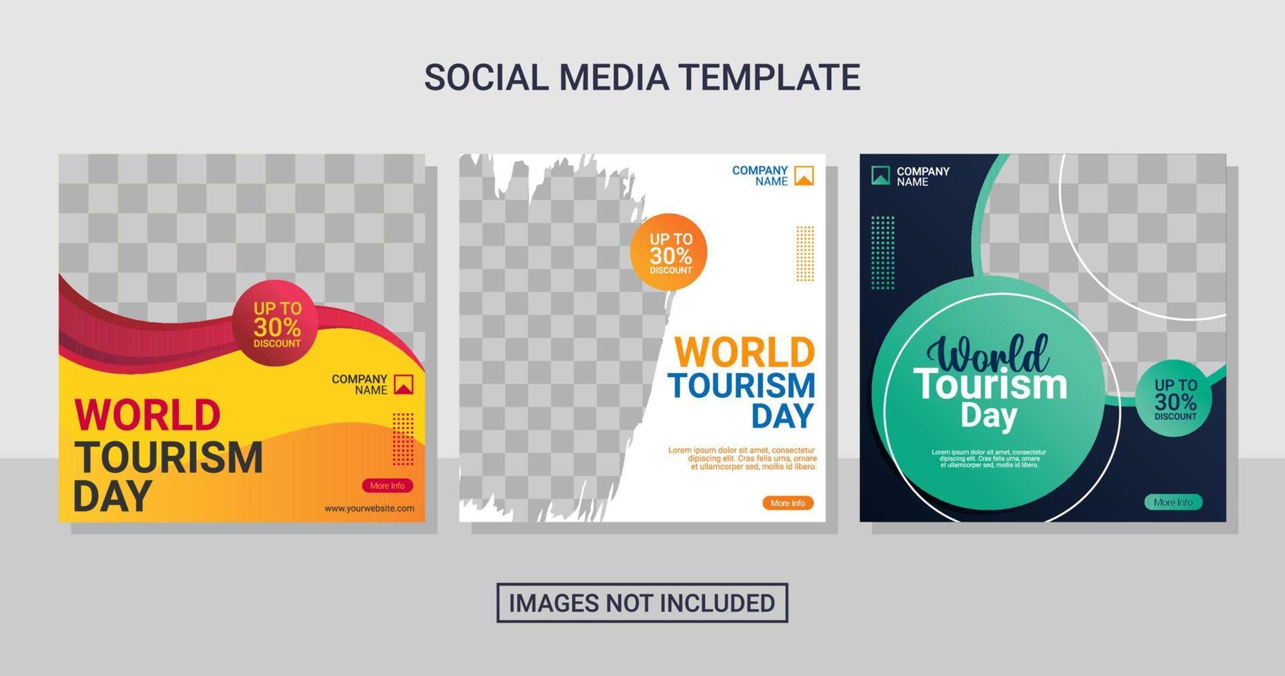 Travel social media post set template vector