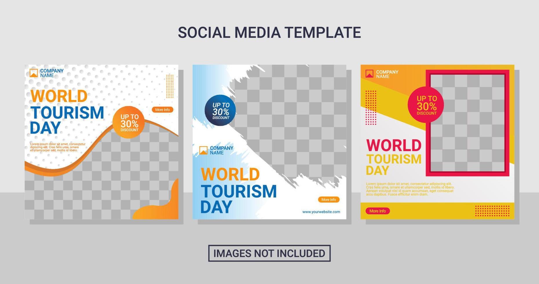 Travel social media post set template vector