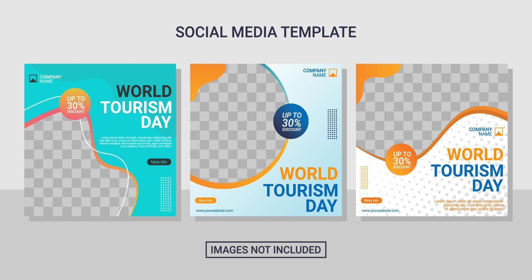 Travel social media post set template vector