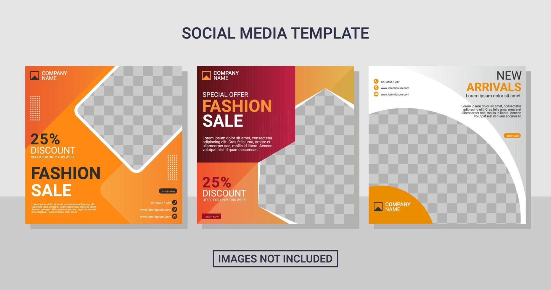 Fashion social media post set template vector