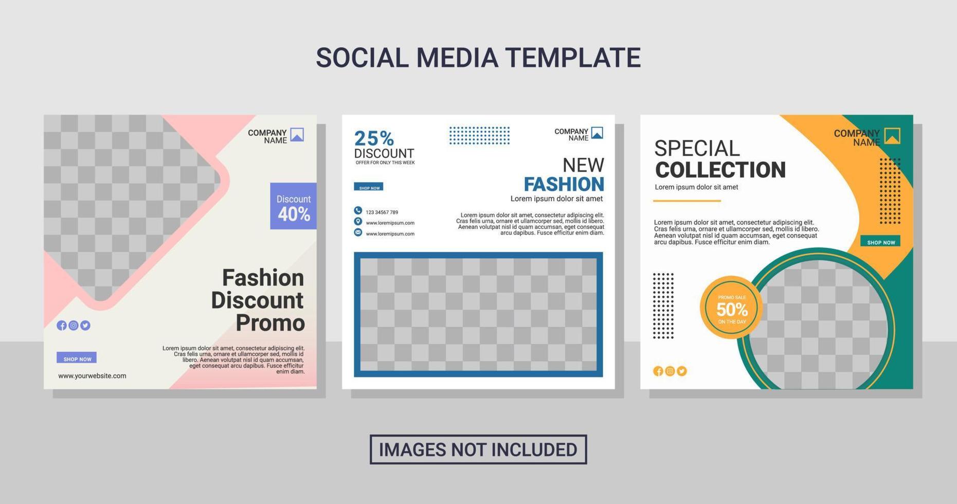 Fashion social media post set template vector