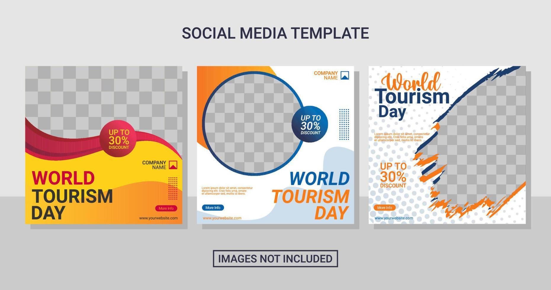 Travel social media post set template vector