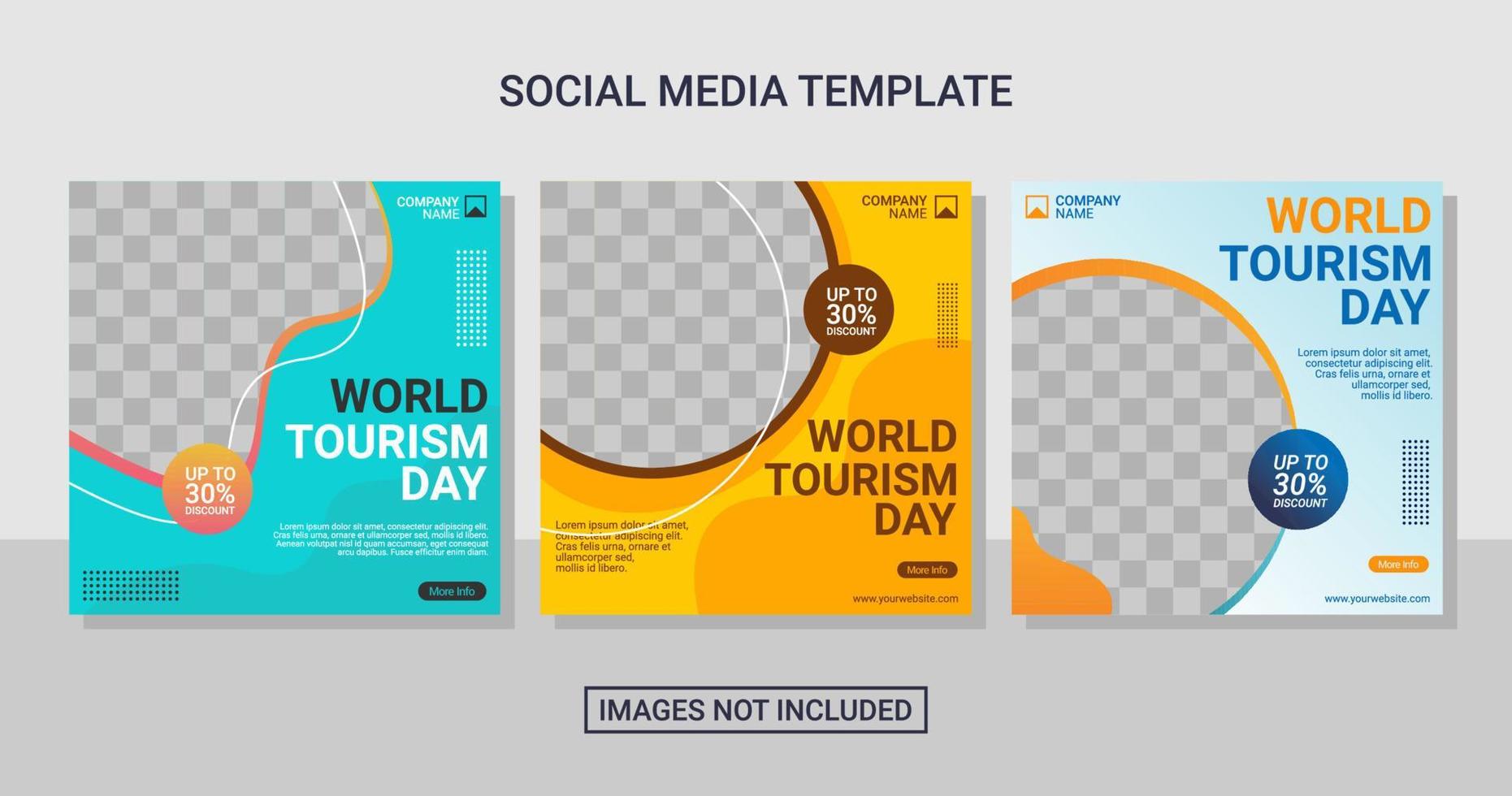 Travel social media post set template vector