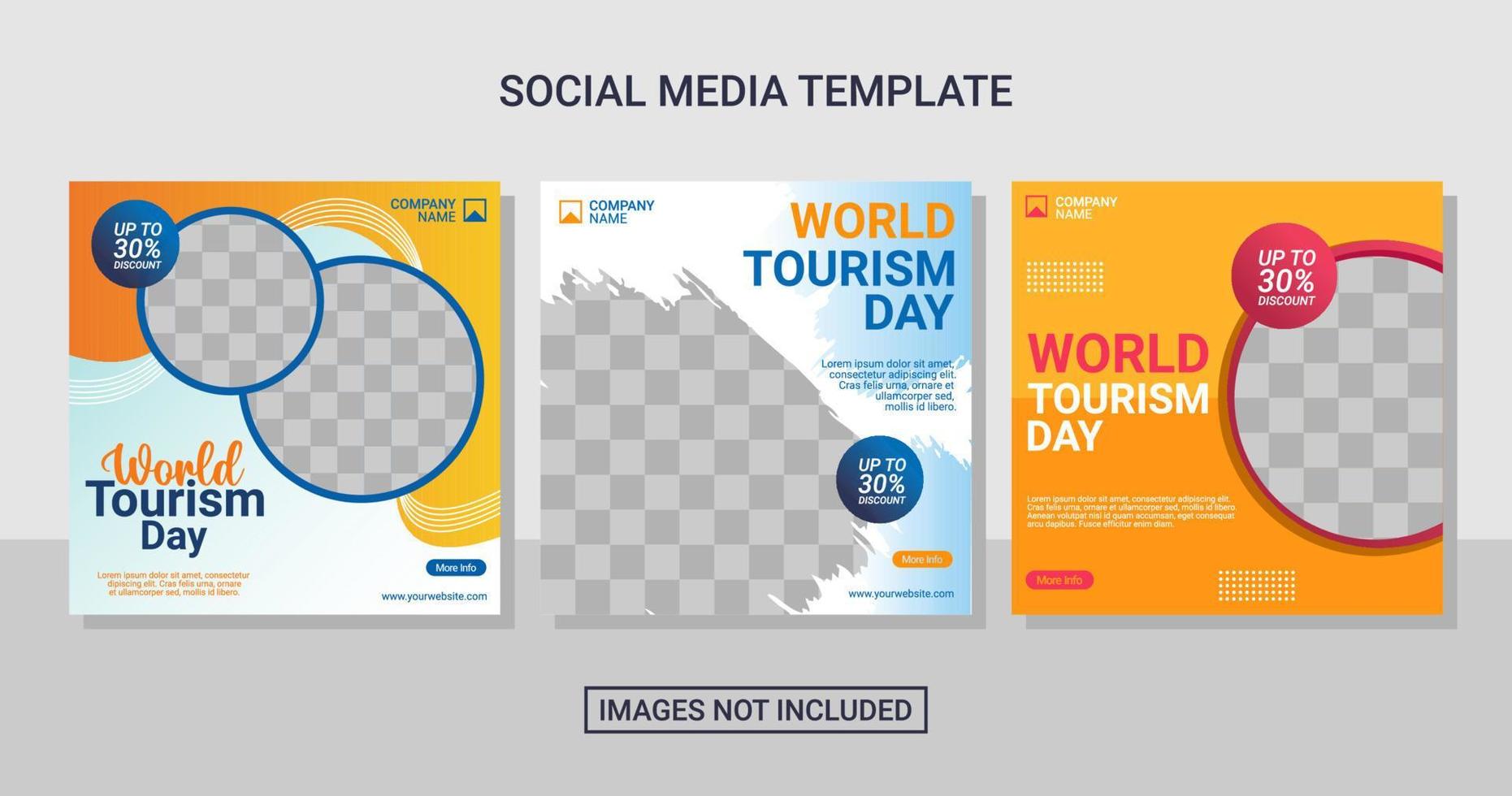 Travel social media post set template vector