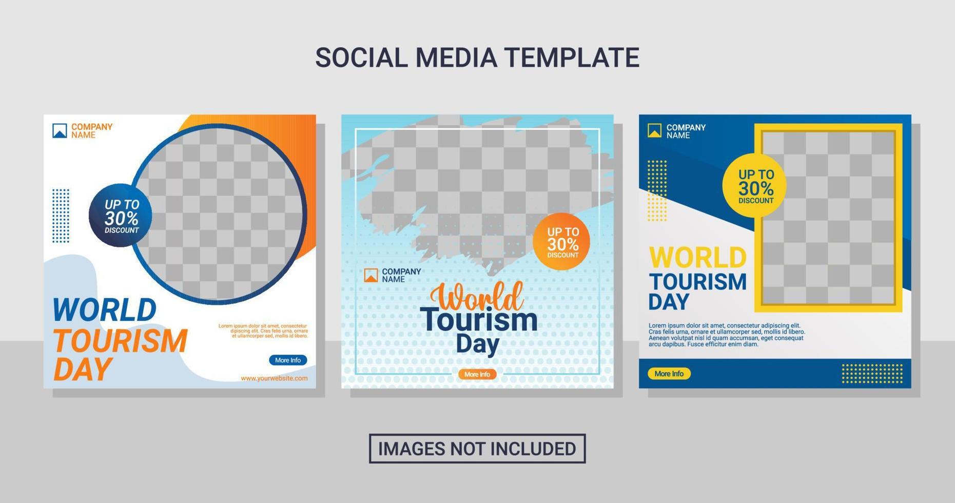 Travel social media post set template vector