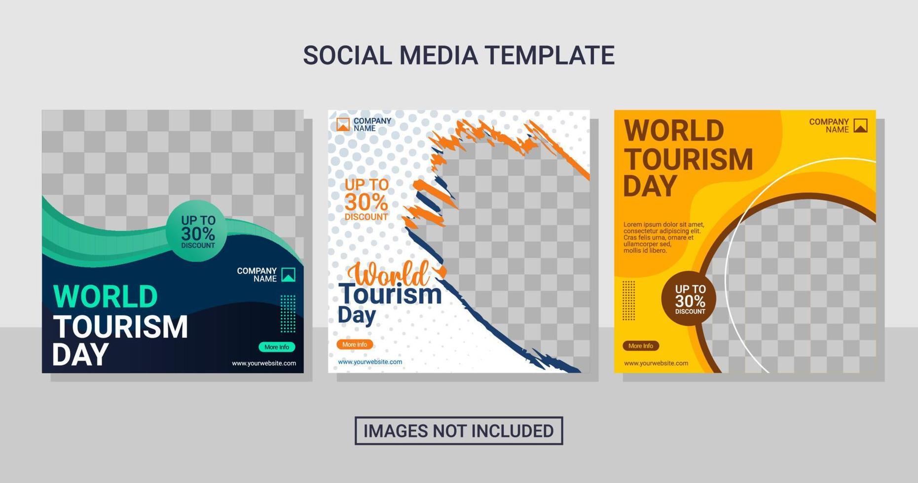 Travel social media post set template vector