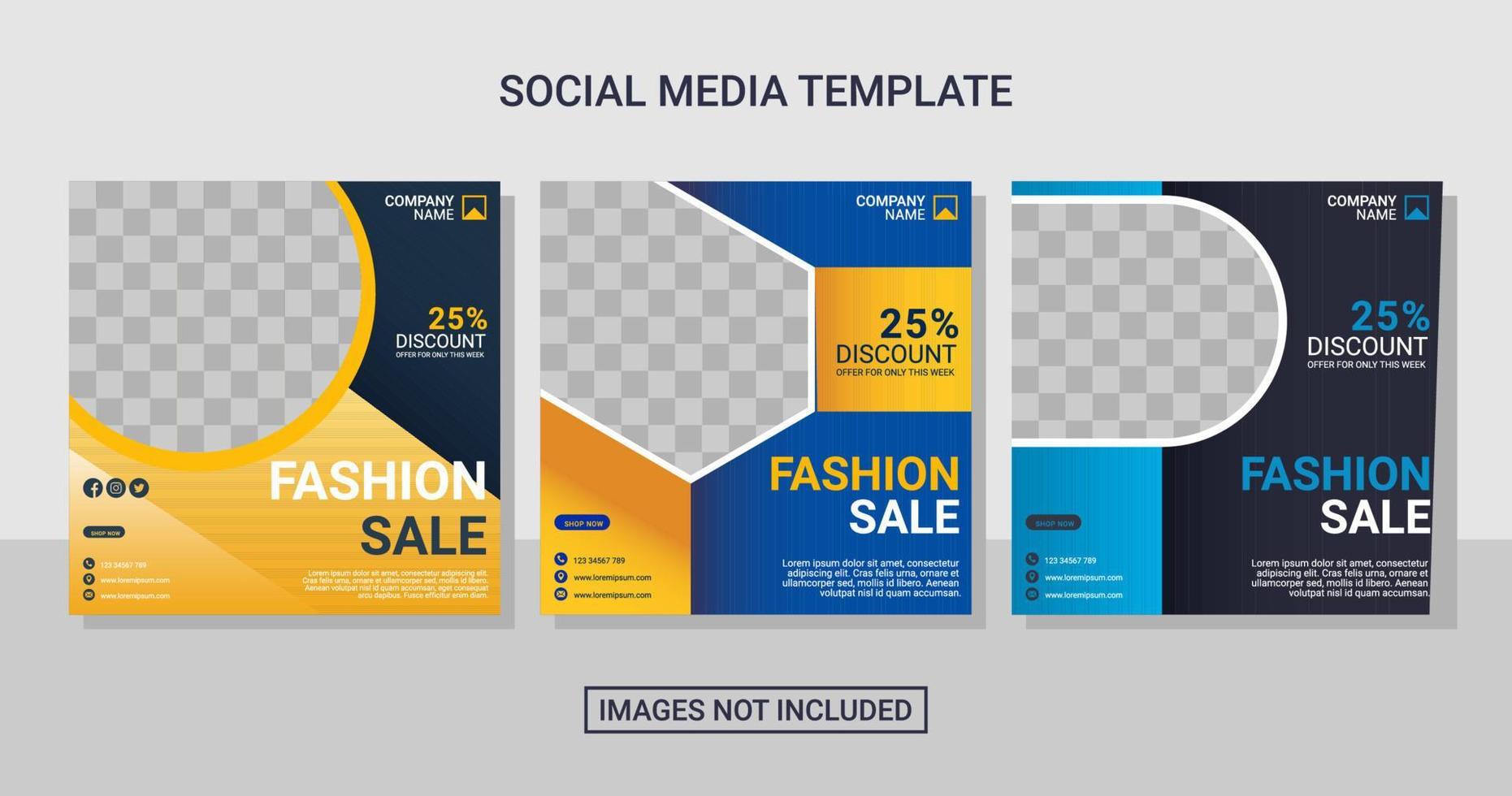 Fashion social media post set template vector