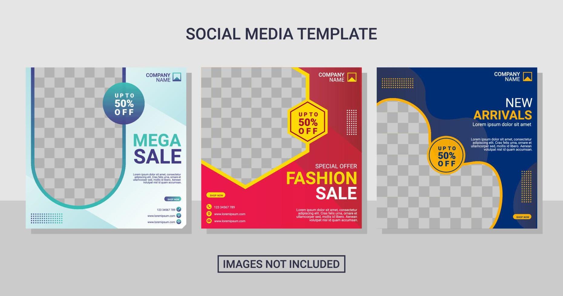 Fashion social media post set template vector