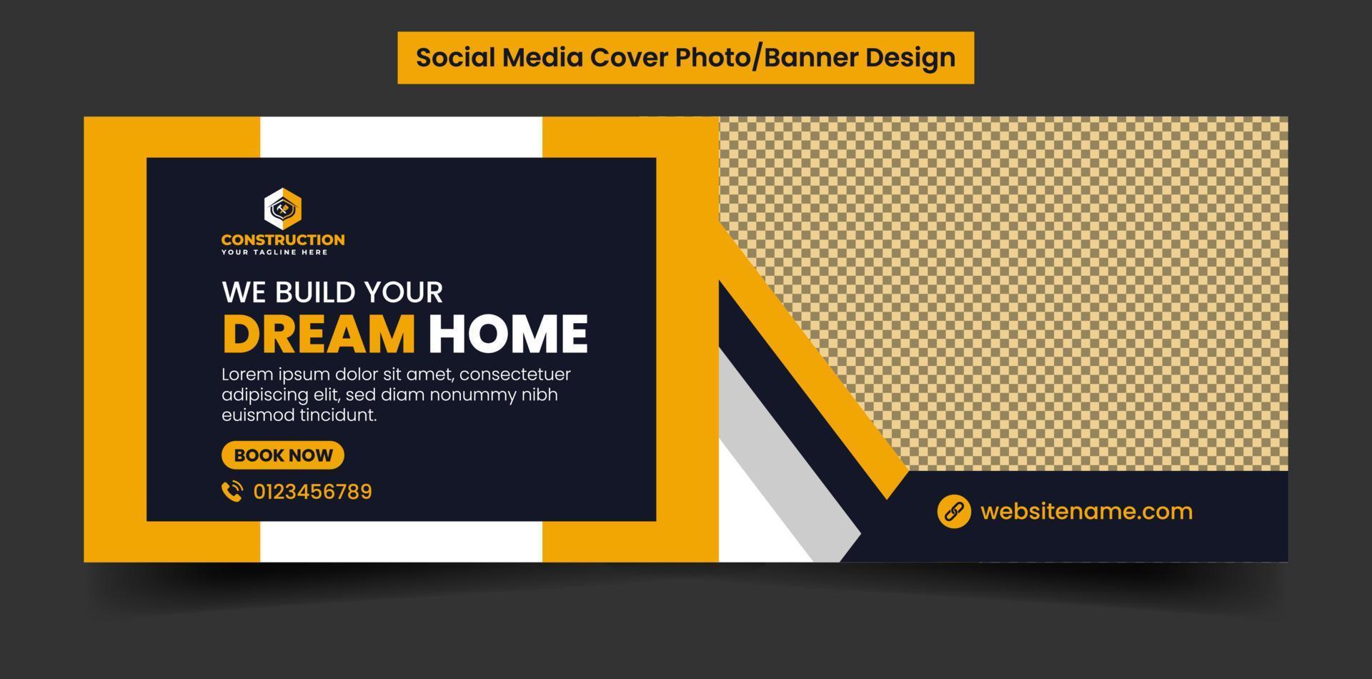 Real Estate business social media cover template vector