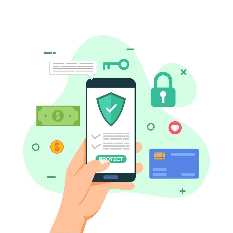 smartphone security system concept vector illustration