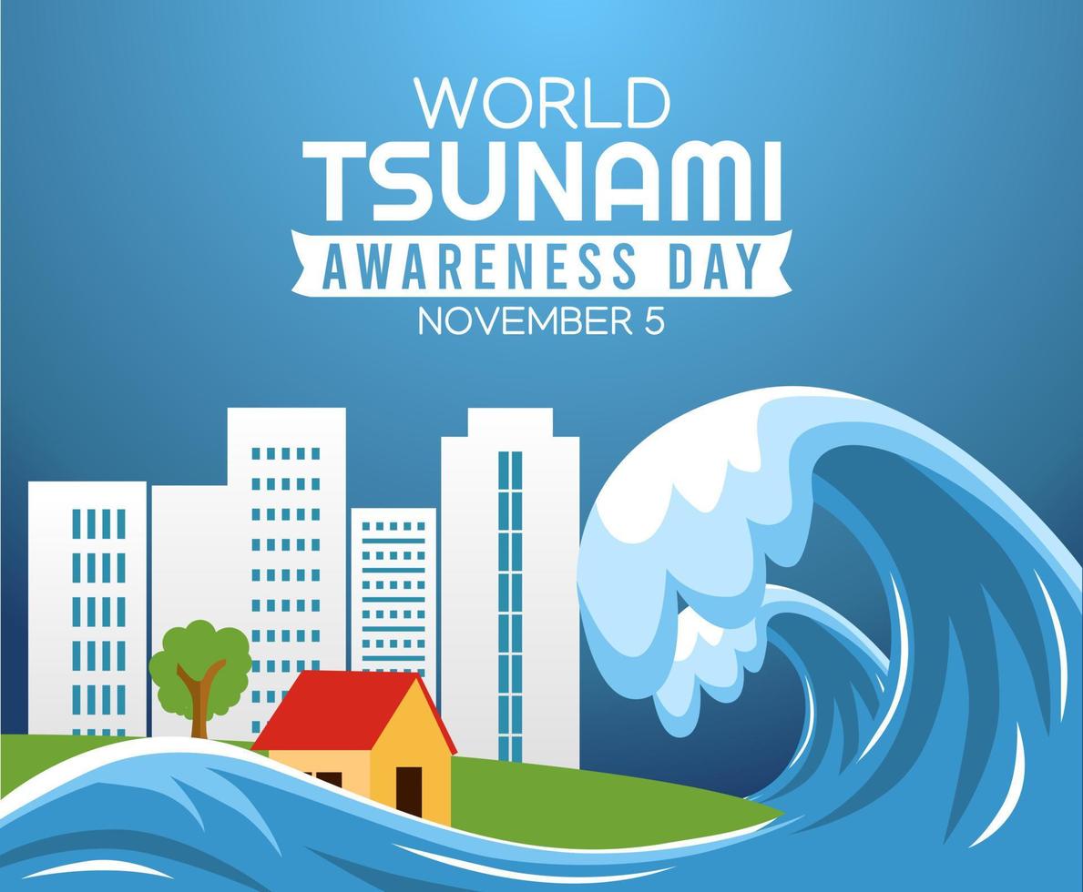 tsunami awareness day vector illustration