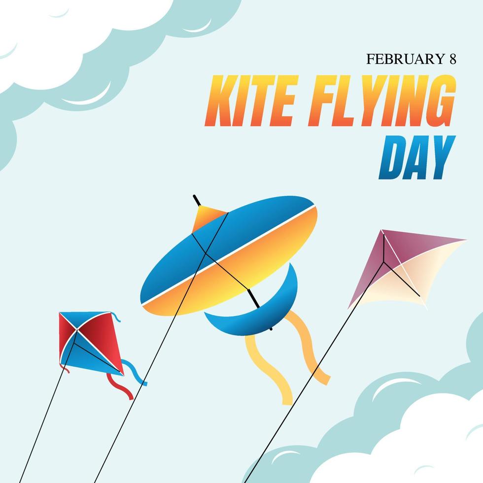 kite flying day vector illustration