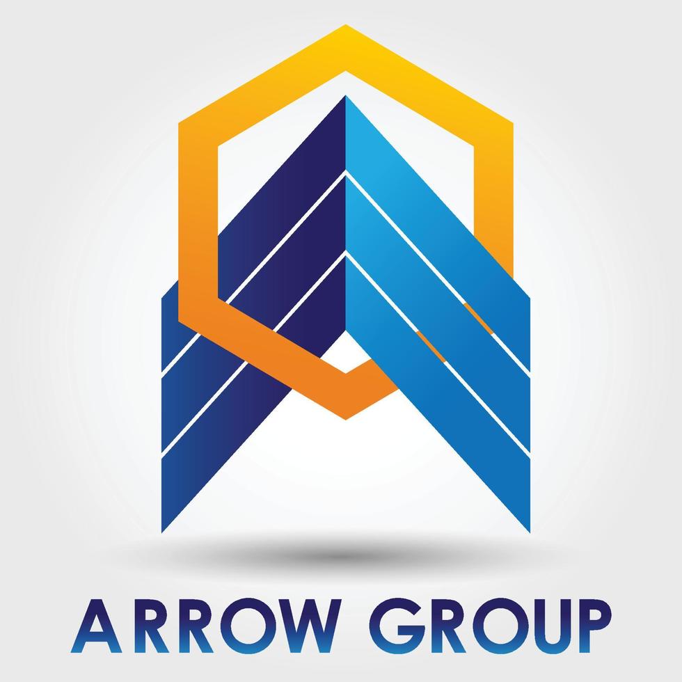 Arrow logo related to hexagon vector