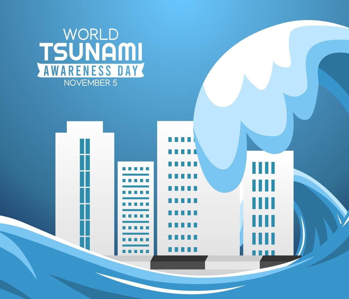 tsunami awareness day vector illustration