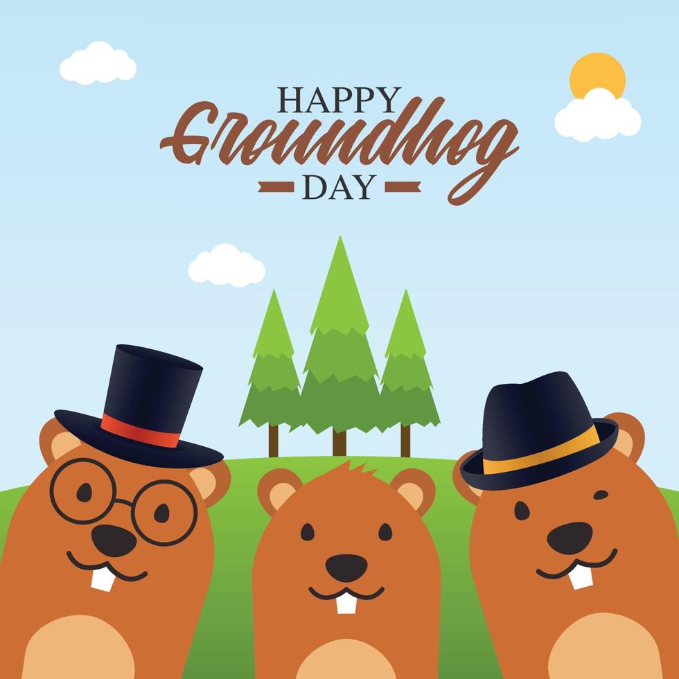 happy groundhog day vector illustration