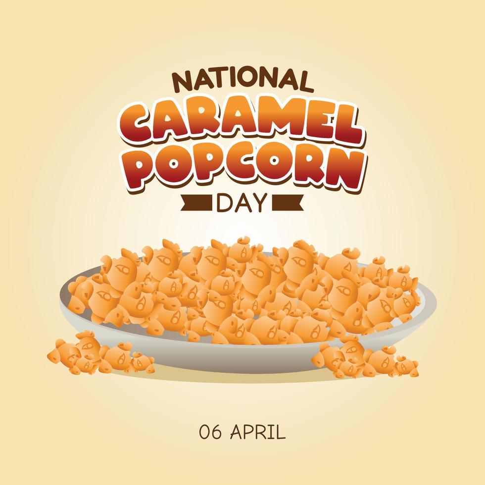 national caramel popcorn day vector illustration