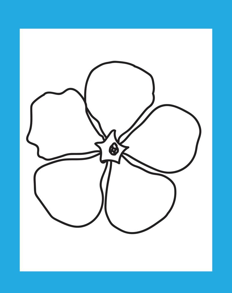 blue flower coloring page for kids vector