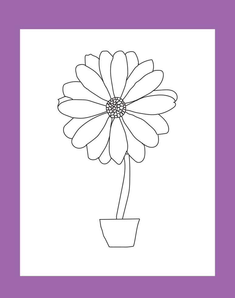 purple flower coloring page for kids vector