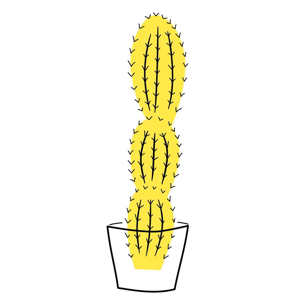 Yellow cactus in a pot vector
