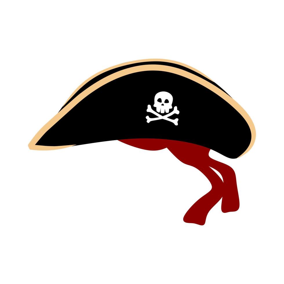 Cartoon pirate hat with Jolly Roger vector