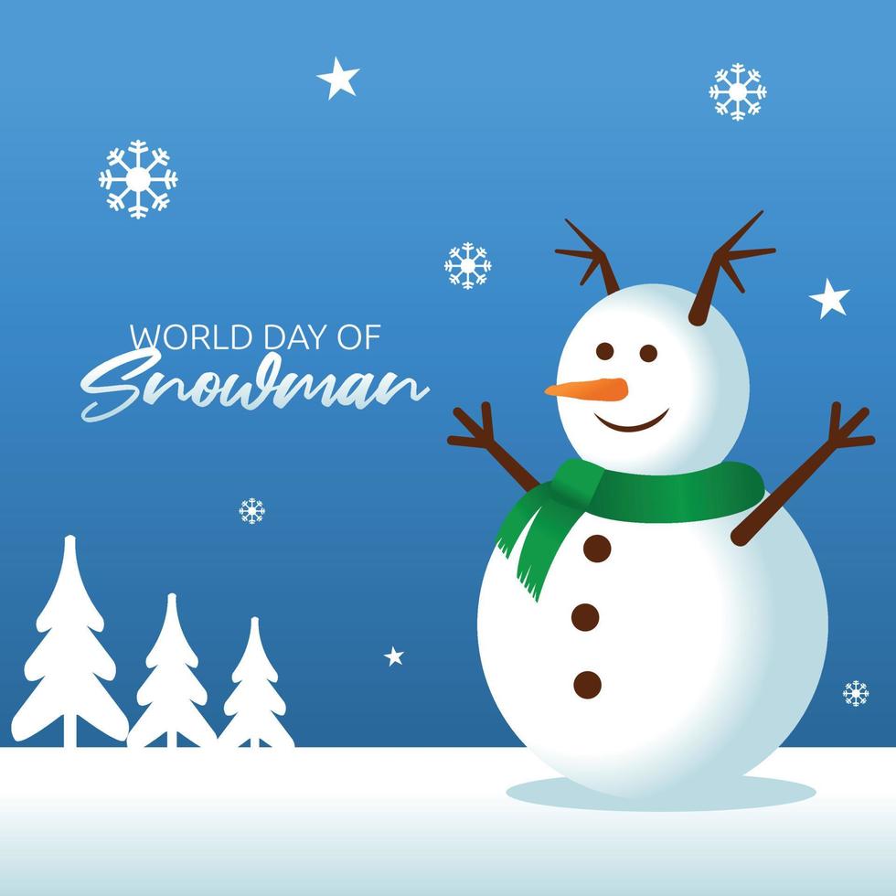 día mundial de la ilustración de vector de muñeco de nieve