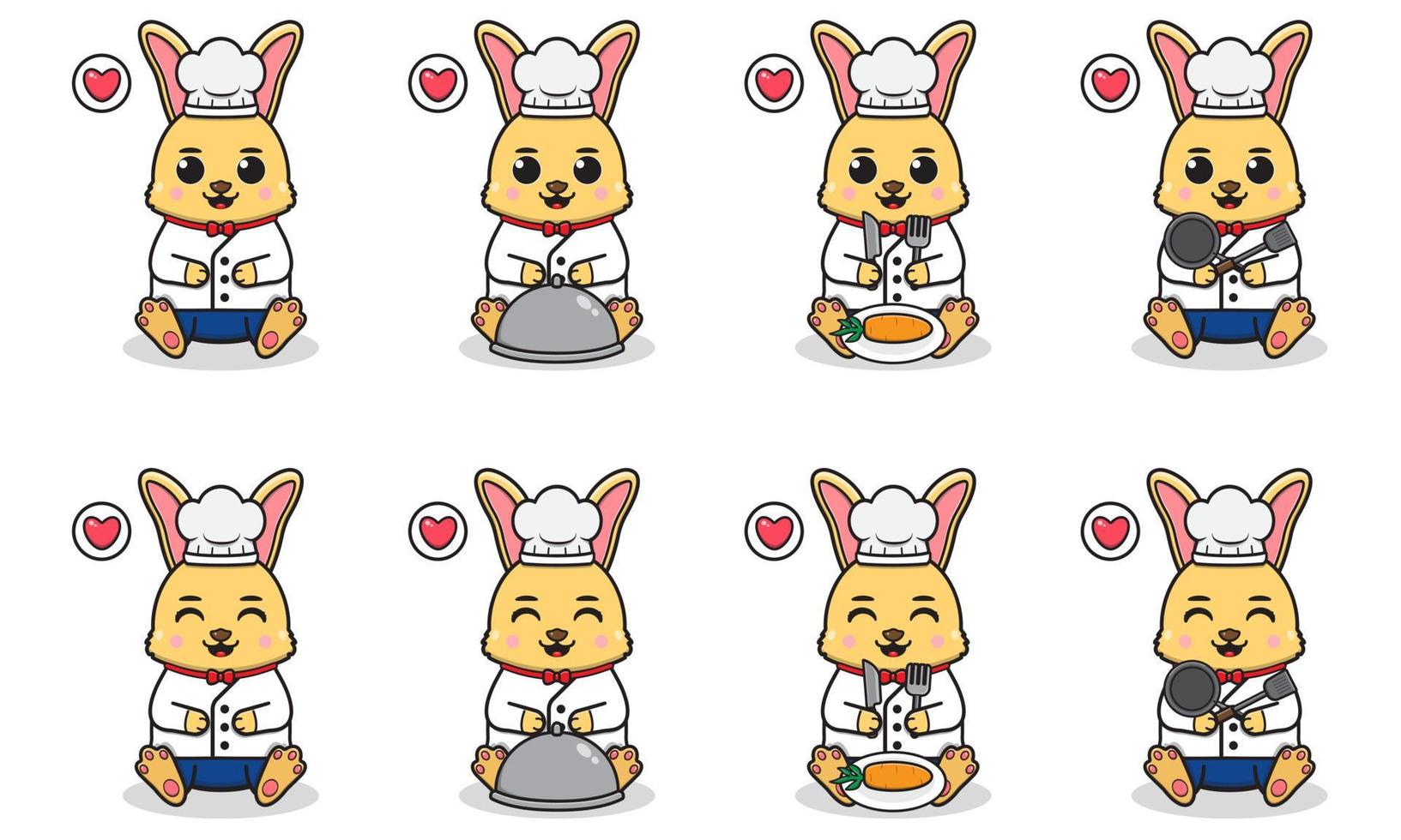 Vector Illustration of Cute sitting Rabbit with Chef costume.