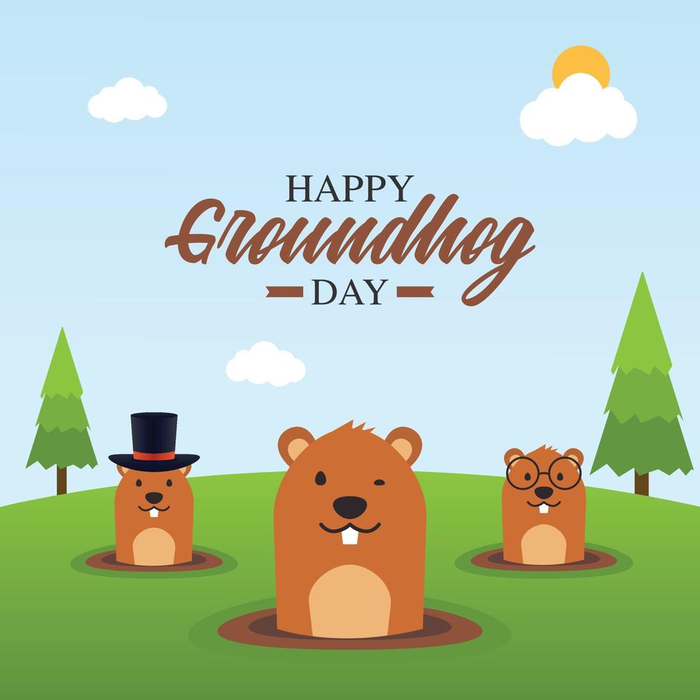 happy groundhog day vector illustration