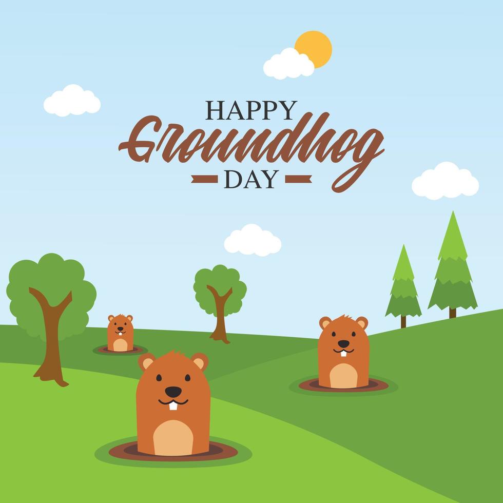 happy groundhog day vector illustration