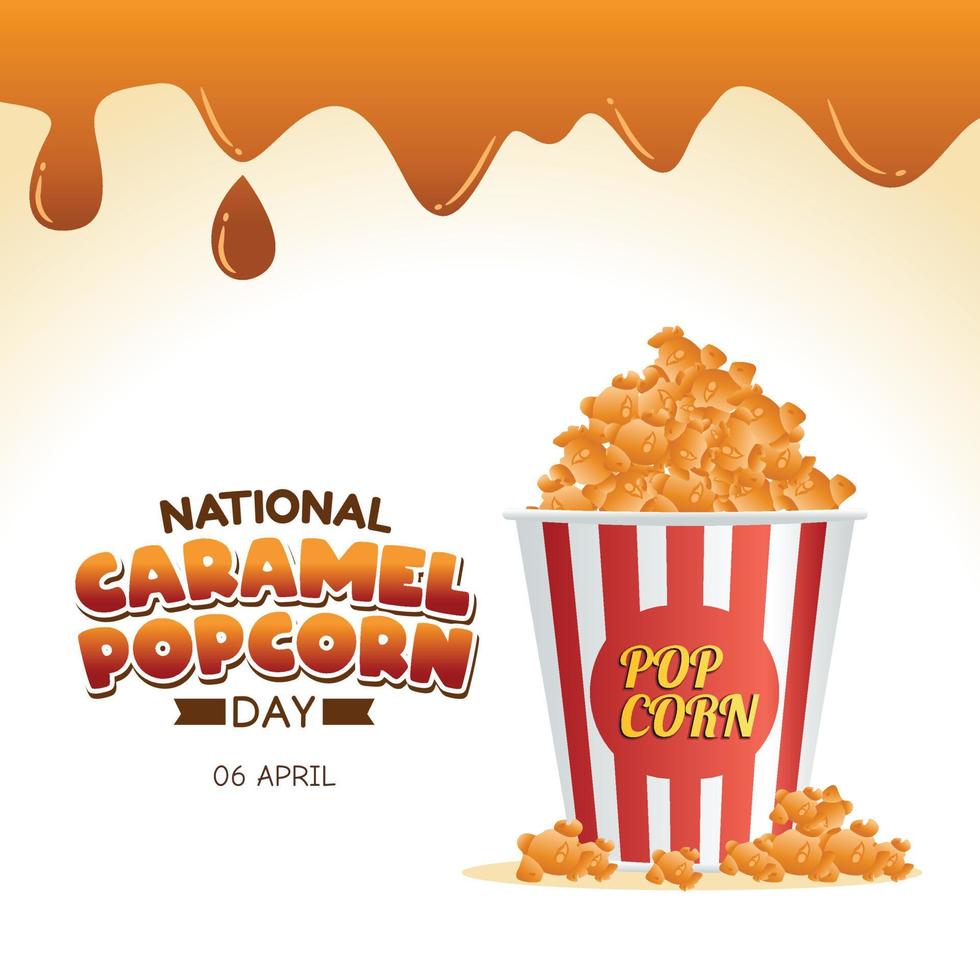 national caramel popcorn day vector illustration