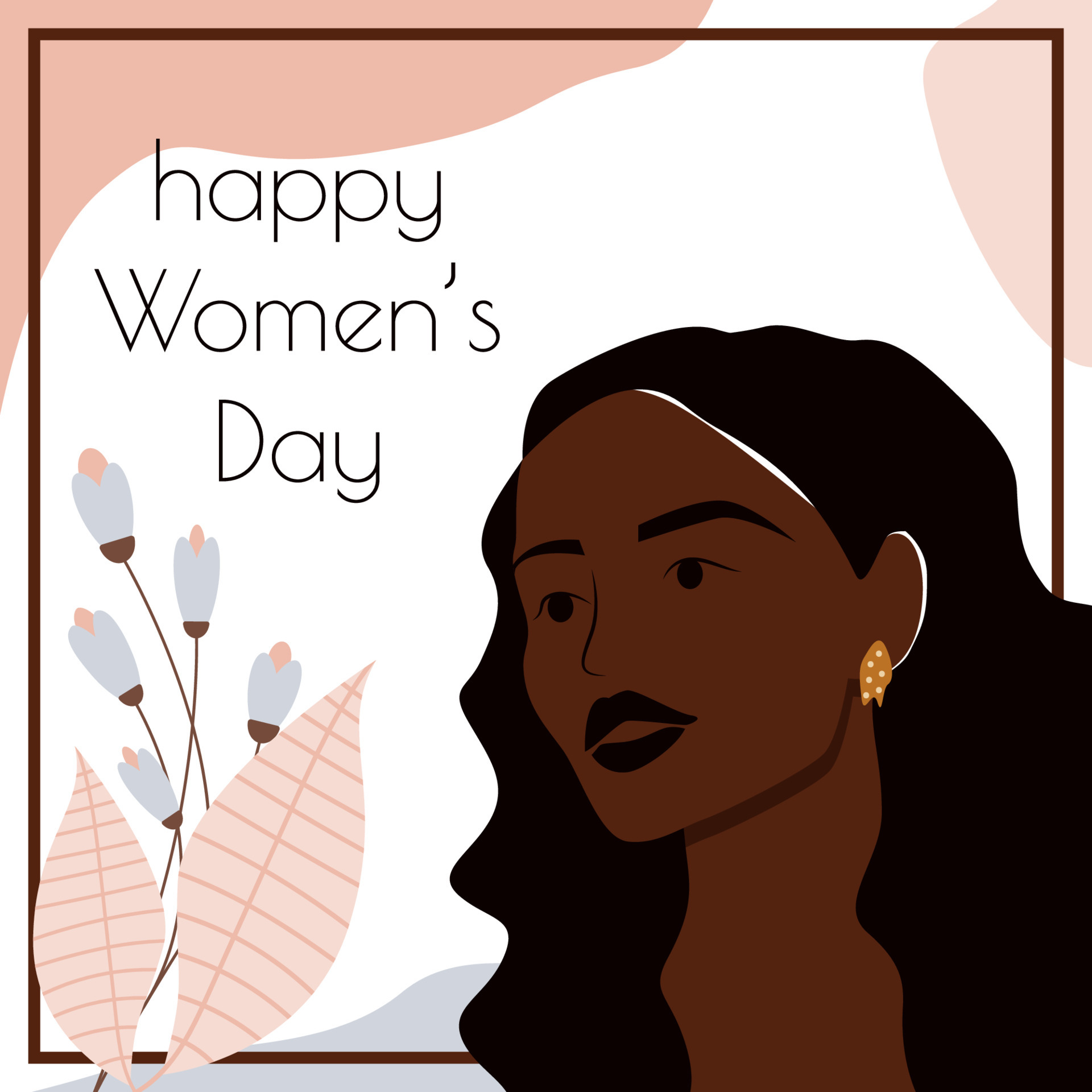 Happy Women’s Day, 8 march greeting card template. Smiling african …
