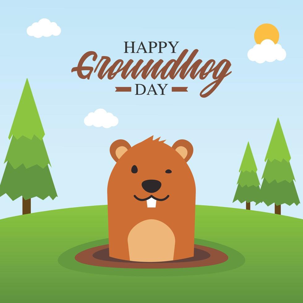 happy groundhog day vector illustration